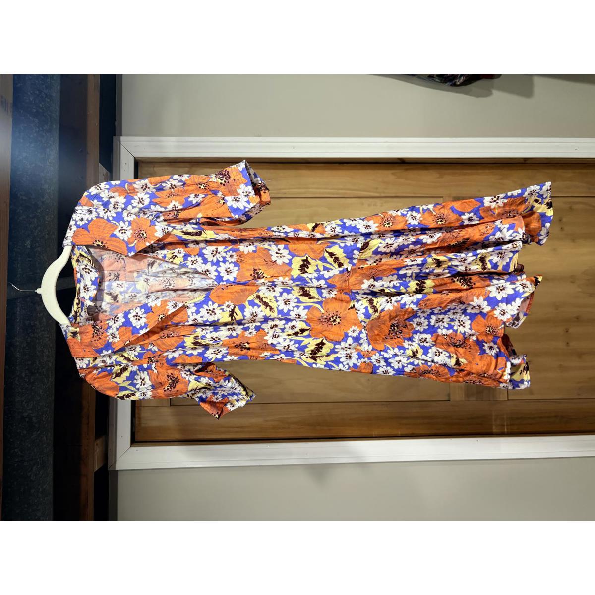 Floral Print Midi Dress With Puff Sleeves
